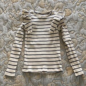 Striped Long Sleeve Top with Ruffle Shoulders